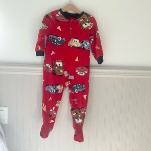 Disney Pixar Boys 2T Red Cars Kids Pajama Zip Up Footies Lighting McQueen